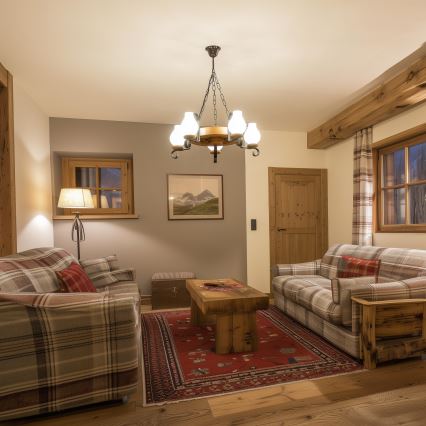 Brilagi - Lustru cu lanț ROATA, 5xE14, 40W, 230V, Ø 50 cm, fag