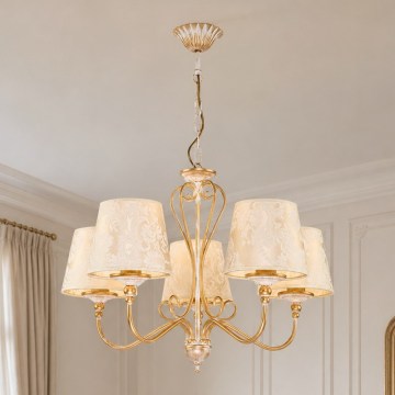 Brilagi - Lustru cu lanț SONIA 5xE27/15W/230V Ø 64 cm crem/patină
