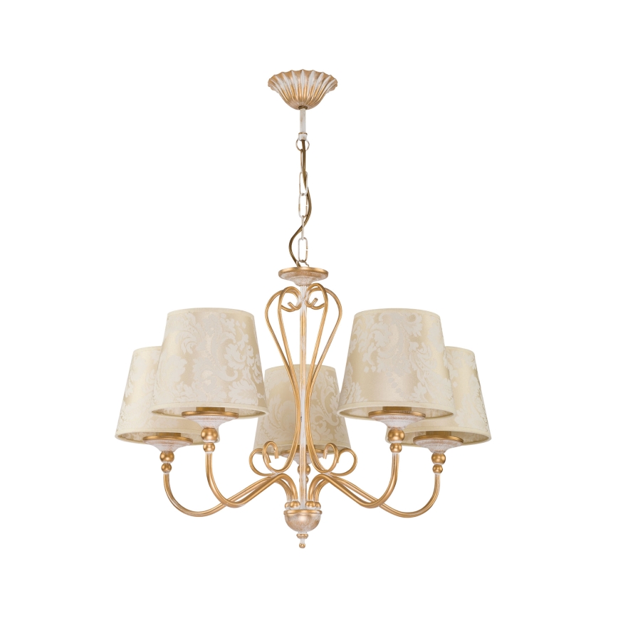 Brilagi - Lustru cu lanț SONIA 5xE27/15W/230V Ø 64 cm crem/patină