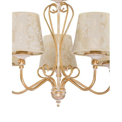 Brilagi - Lustru cu lanț SONIA 5xE27/15W/230V Ø 64 cm crem/patină