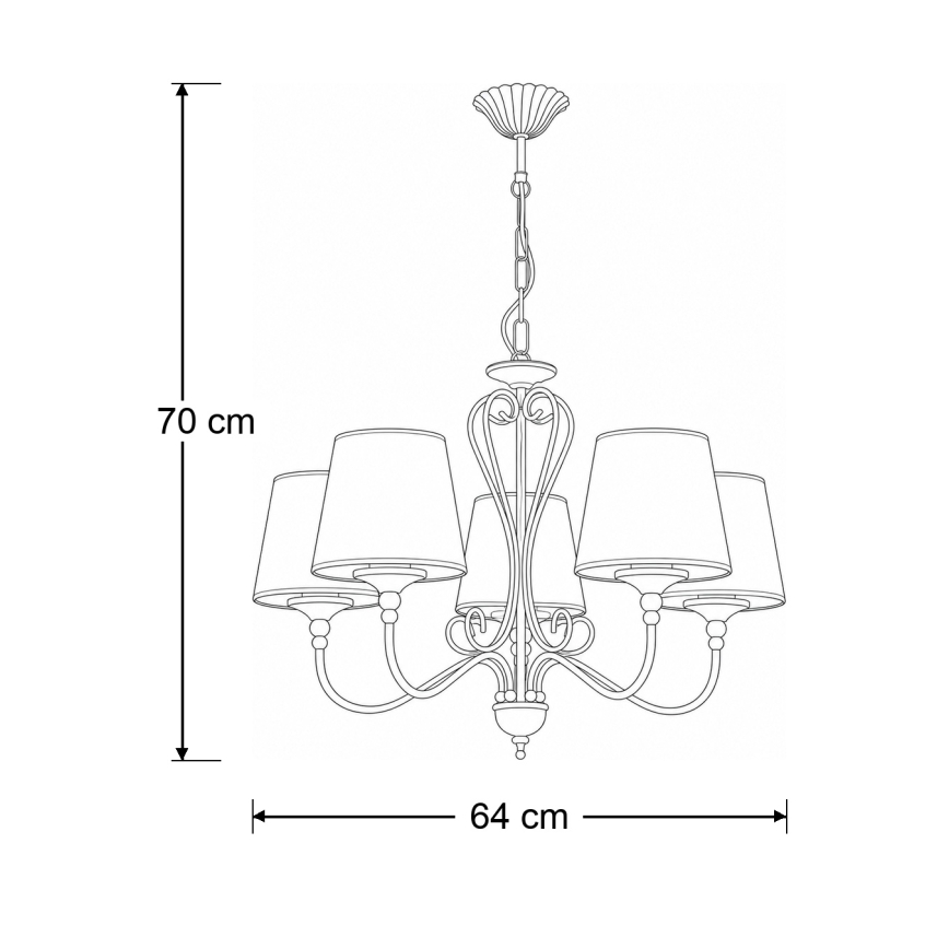 Brilagi - Lustru cu lanț SONIA 5xE27/15W/230V Ø 64 cm crem/patină