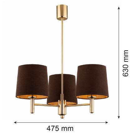 Brilagi - Lustru cu tijă MONTE 3xE27/60W/230V maro/auriu