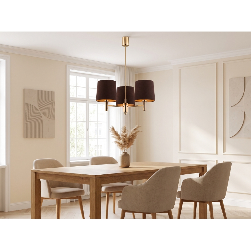 Brilagi - Lustru cu tijă MONTE 3xE27/60W/230V maro/auriu