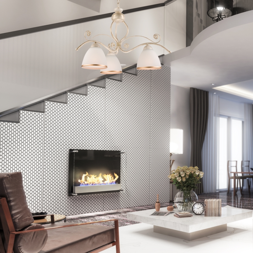 Brilagi - Lustru LED ANTICO cu lanț, 3x E27/60W/230V, 3000K, patină albă