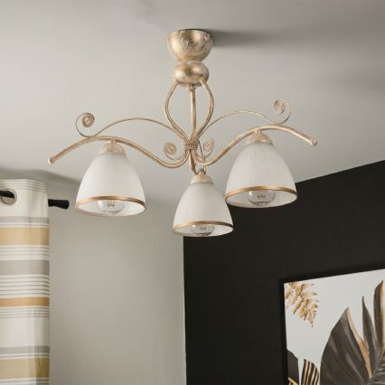 Brilagi - Lustru LED aplicat ANTICO 3xE27/60W/230V patină albă