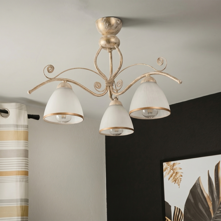 Brilagi - Lustru LED aplicat ANTICO 3xE27/60W/230V patină albă