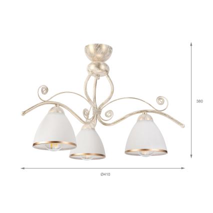 Brilagi - Lustru LED aplicat ANTICO 3xE27/60W/230V patină albă