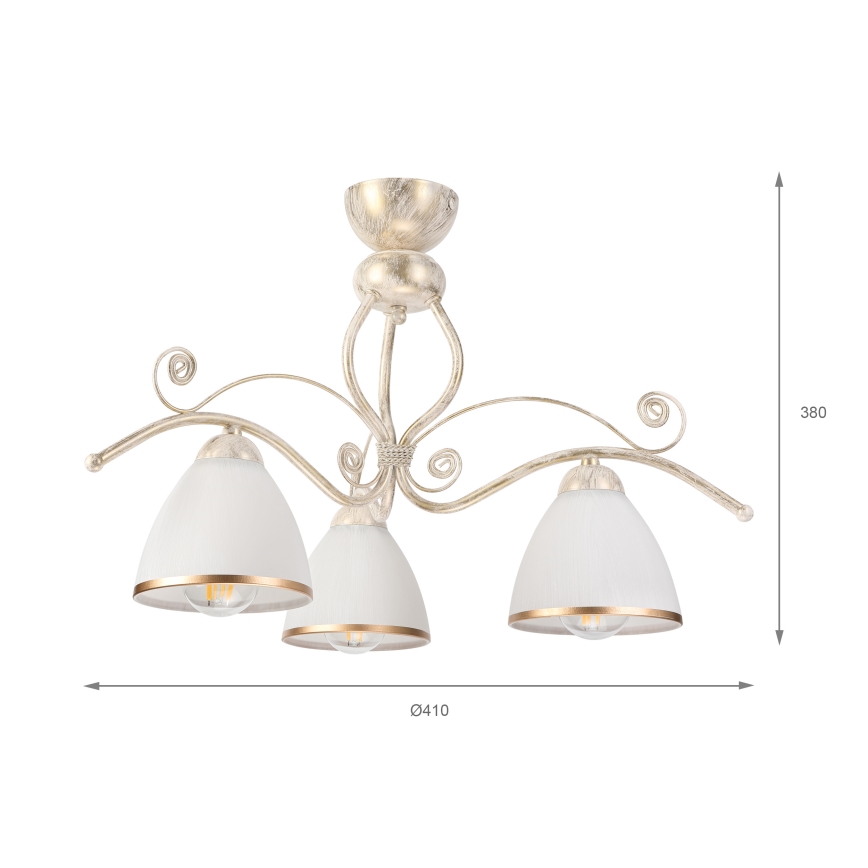 Brilagi - Lustru LED aplicat ANTICO 3xE27/60W/230V patină albă