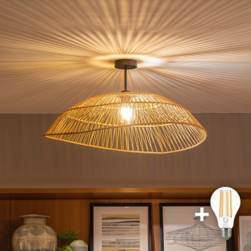 Brilagi - Lustru LED aplicat CERIA BOHO 1xE27/60W/230V, diam. 70 cm, negru/maro
