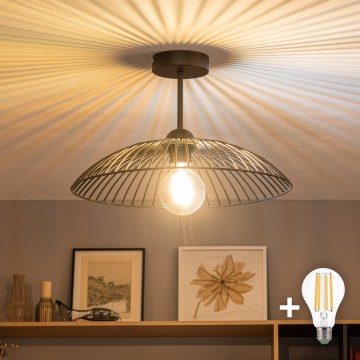 Brilagi - Lustru LED aplicat CERIA WIRE 1xE27/60W/230V Ø 38 cm negru