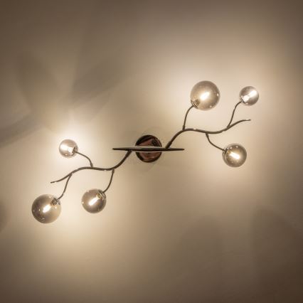 Brilagi - Lustru LED aplicat MISTEL 6xG9/3W/230V negru crom/fumuriu