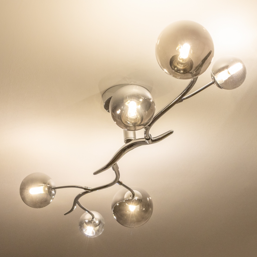 Brilagi - Lustru LED aplicat MISTEL 6xG9/3W/230V negru crom/fumuriu