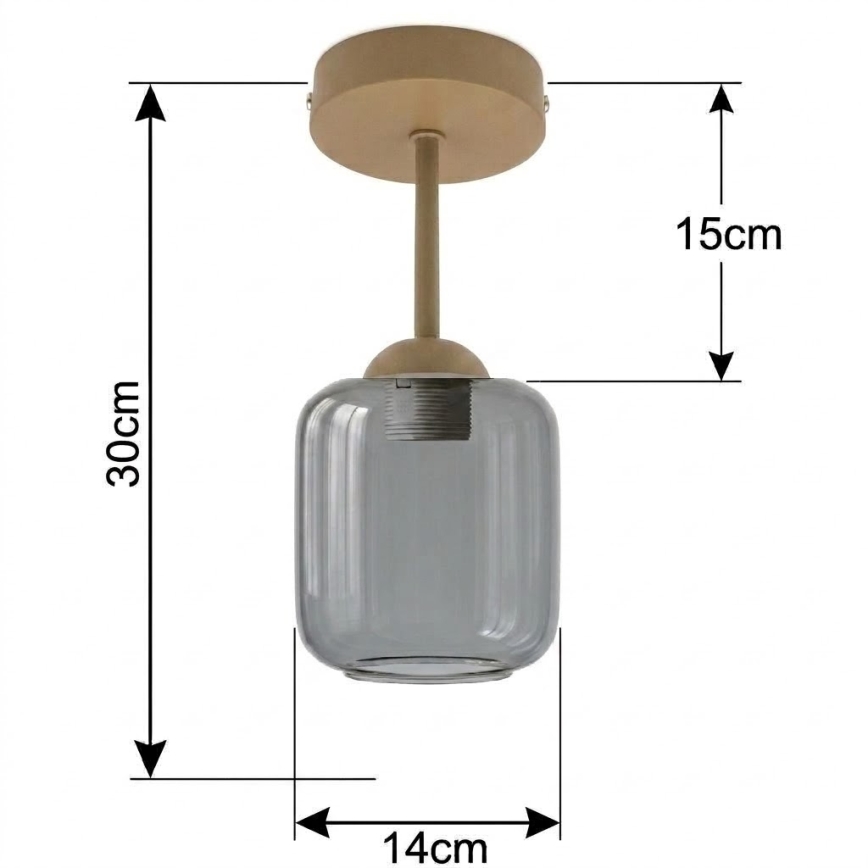 BRILAGI - LED lustra aplicată RETRO GLASS 1xE27/60W/230V Ø 14 cm bej/gri fumuriu