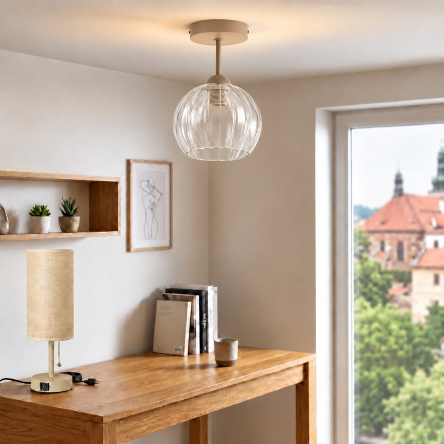 BRILAGI - lustru LED aplicat RETRO GLASS 1xE27/60W/230V Ø 25 cm bej/transparent