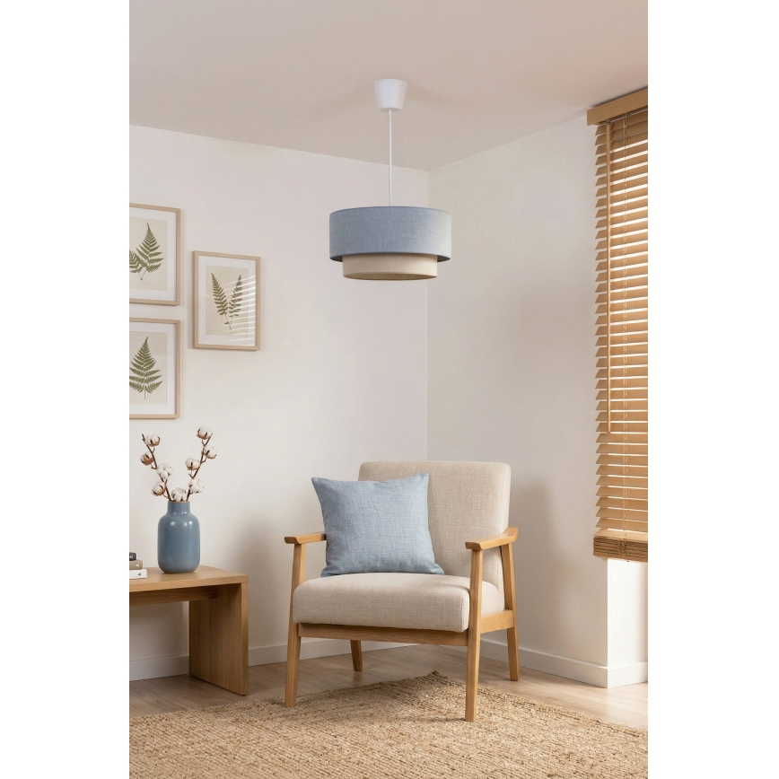 Brilagi - Lustru LED cu cablu BOHO ECO, 1xE27/10W/230V, Ø 40 cm, albastru/crem
