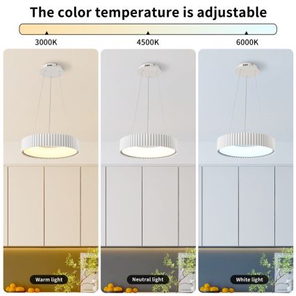 BRILAGI - Lustră LED dimabilă suspendată pe cablu FALCON MODERN LED/30W/230V 3000-6000K Ø 40 cm alb + telecomandă