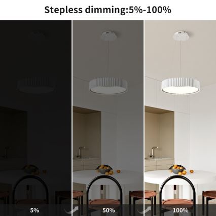 BRILAGI - Lustră LED dimabilă suspendată pe cablu FALCON MODERN LED/30W/230V 3000-6000K Ø 40 cm alb + telecomandă