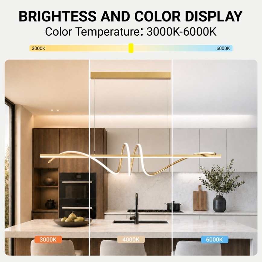 BRILAGI - LED Lustră reglabilă pe cablu SIGNATURE LED/50W/230V 3000-6000K 120 cm auriu + telecomandă