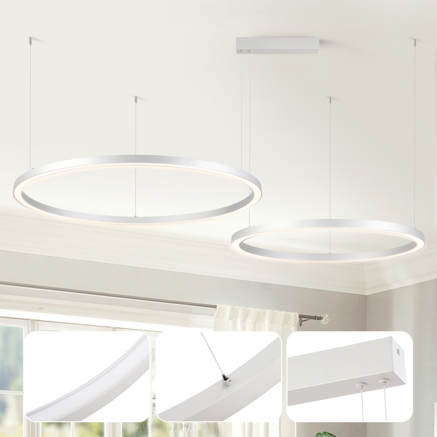 Brilagi - Lustră LED dimabilă pe cablu PORTOFINO LED/98W/230V 3000-6000K argintie + telecomandă