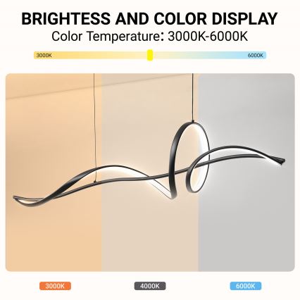 Brilagi - lustra LED reglabilă suspendată pe cablu SIGNATURE LED/55W/230V 3000-6000K 120x23 cm negru + telecomandă
