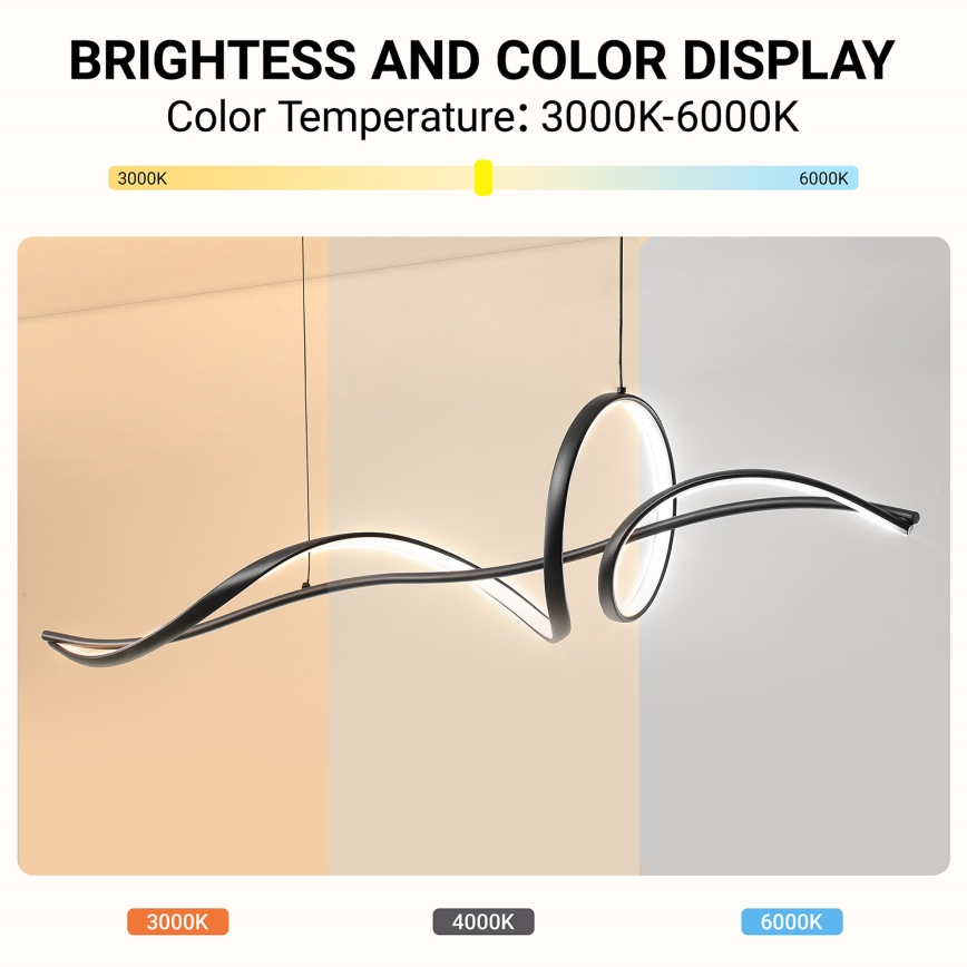 Brilagi - lustra LED reglabilă suspendată pe cablu SIGNATURE LED/55W/230V 3000-6000K 120x23 cm negru + telecomandă