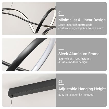 Brilagi - lustra LED reglabilă suspendată pe cablu SIGNATURE LED/55W/230V 3000-6000K 120x23 cm negru + telecomandă