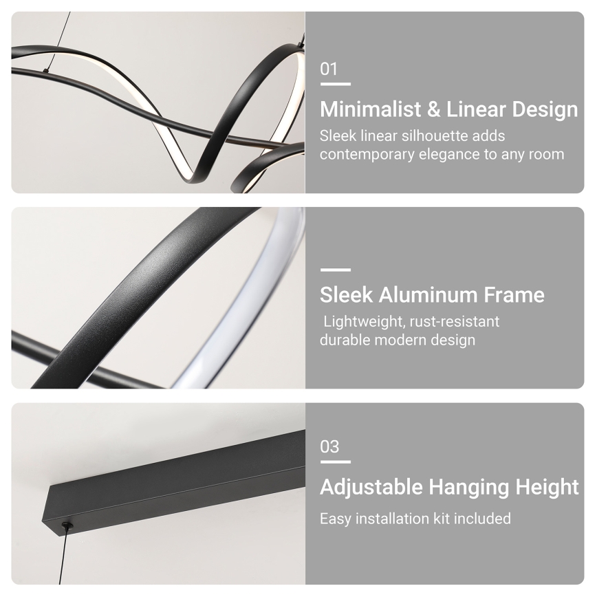 Brilagi - lustra LED reglabilă suspendată pe cablu SIGNATURE LED/55W/230V 3000-6000K 120x23 cm negru + telecomandă
