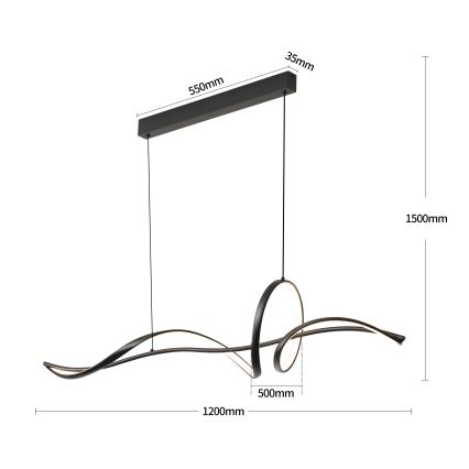 Brilagi - lustra LED reglabilă suspendată pe cablu SIGNATURE LED/55W/230V 3000-6000K 120x23 cm negru + telecomandă