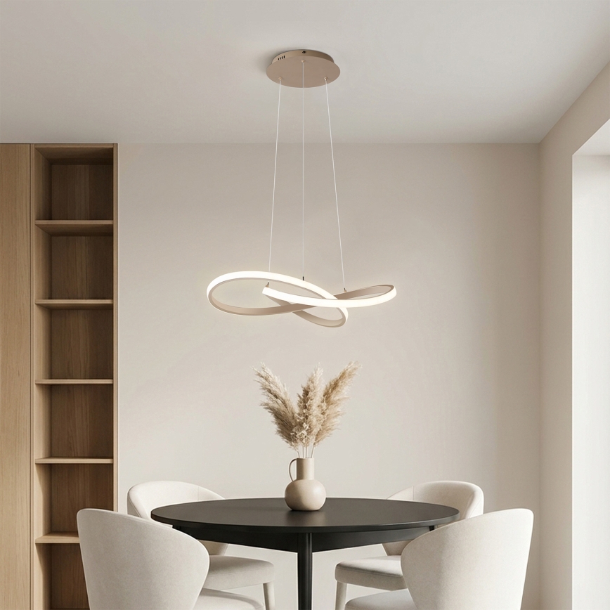 Brilagi - Lustru suspendat LED reglabil pe cablu INFINITY LED/55W/230V 3000-6000K 50x50 cm bej + telecomandă