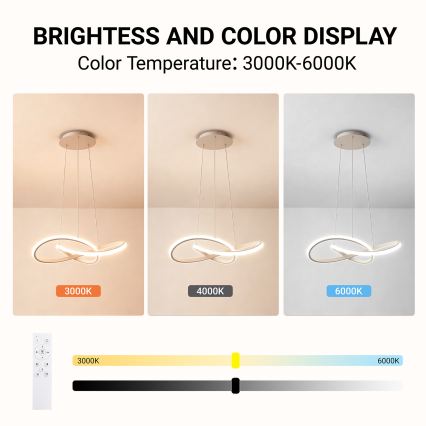 Brilagi - Lustru suspendat LED reglabil pe cablu INFINITY LED/55W/230V 3000-6000K 50x50 cm bej + telecomandă