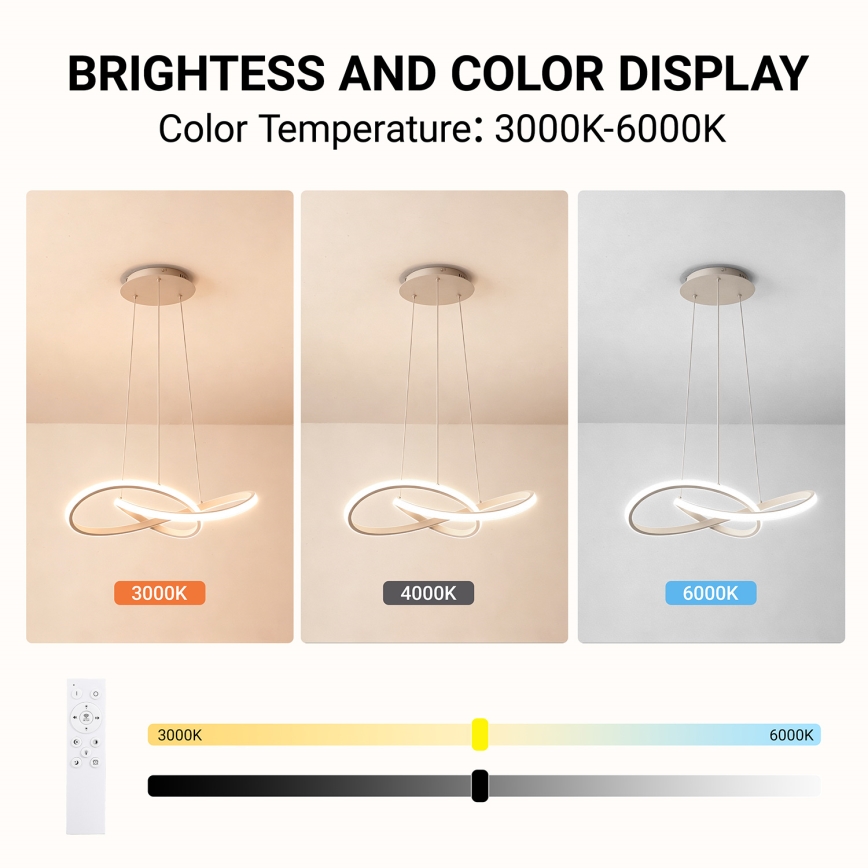 Brilagi - Lustru suspendat LED reglabil pe cablu INFINITY LED/55W/230V 3000-6000K 50x50 cm bej + telecomandă