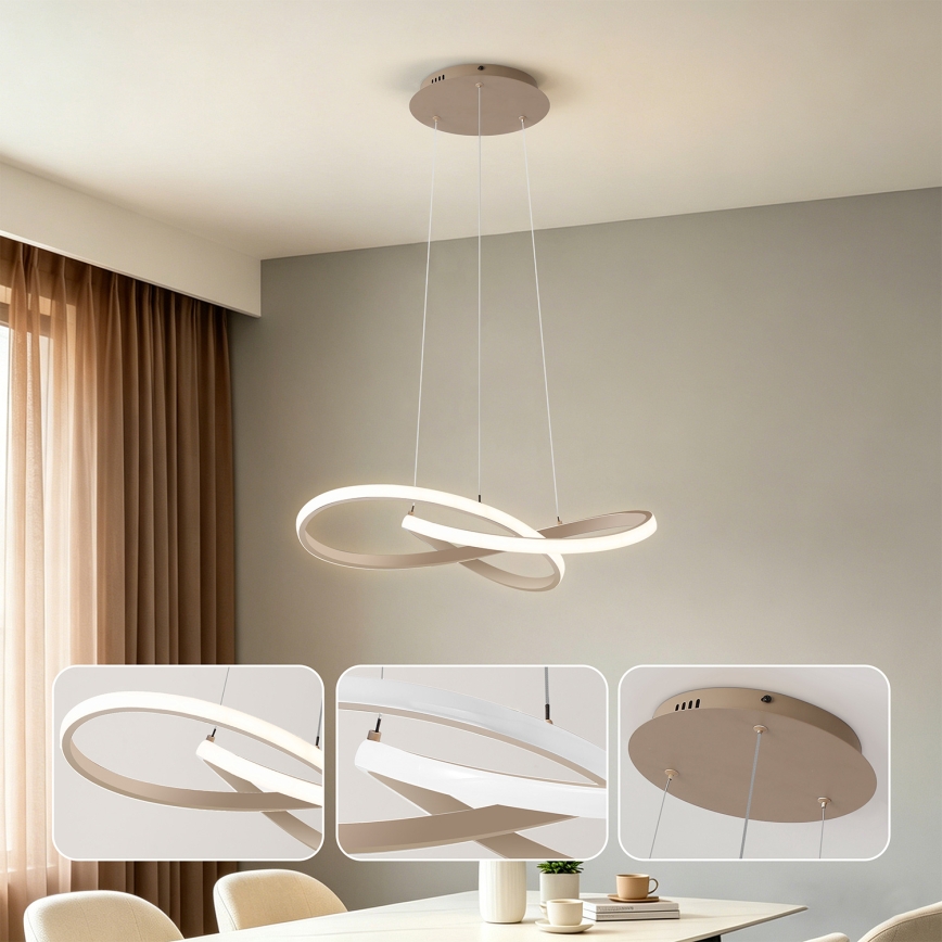 Brilagi - Lustru suspendat LED reglabil pe cablu INFINITY LED/55W/230V 3000-6000K 50x50 cm bej + telecomandă