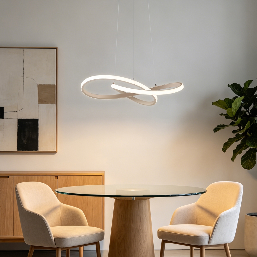 Brilagi - Lustru suspendat LED reglabil pe cablu INFINITY LED/55W/230V 3000-6000K 50x50 cm bej + telecomandă