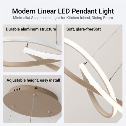 Brilagi - Lustru suspendat LED reglabil pe cablu INFINITY LED/55W/230V 3000-6000K 50x50 cm bej + telecomandă