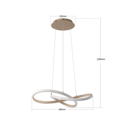 Brilagi - Lustru suspendat LED reglabil pe cablu INFINITY LED/55W/230V 3000-6000K 50x50 cm bej + telecomandă