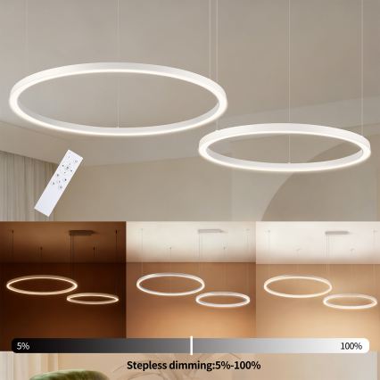 Brilagi - Lustra LED dimabilă pe cablu PORTOFINO LED/98W/230V 3000-6000K albă + telecomandă