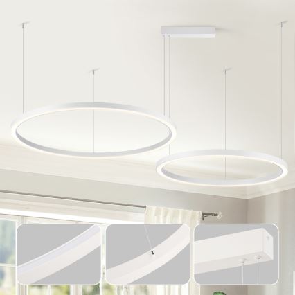 Brilagi - Lustra LED dimabilă pe cablu PORTOFINO LED/98W/230V 3000-6000K albă + telecomandă
