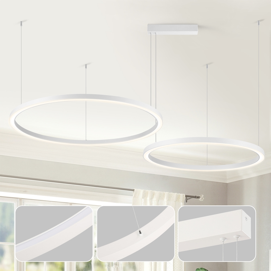 Brilagi - Lustra LED dimabilă pe cablu PORTOFINO LED/98W/230V 3000-6000K albă + telecomandă