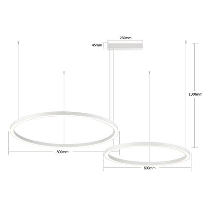 Brilagi - Lustra LED dimabilă pe cablu PORTOFINO LED/98W/230V 3000-6000K albă + telecomandă