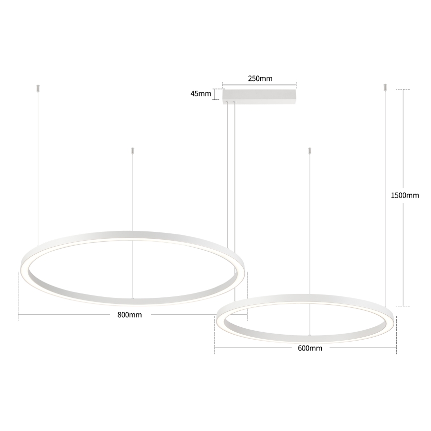 Brilagi - Lustra LED dimabilă pe cablu PORTOFINO LED/98W/230V 3000-6000K albă + telecomandă