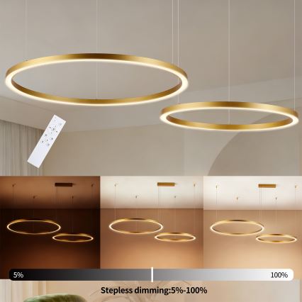 Brilagi - Lustru LED dimabil pe cablu PORTOFINO LED/98W/230V 3000-6000K auriu + telecomandă