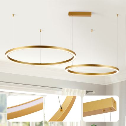 Brilagi - Lustru LED dimabil pe cablu PORTOFINO LED/98W/230V 3000-6000K auriu + telecomandă