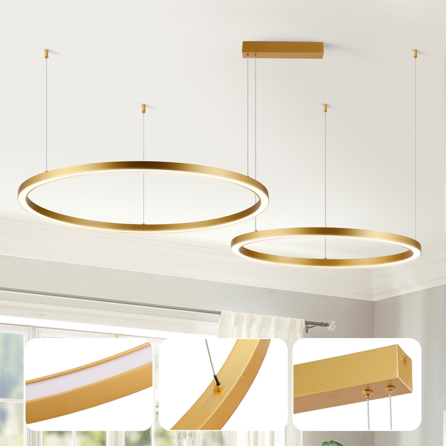 Brilagi - Lustru LED dimabil pe cablu PORTOFINO LED/98W/230V 3000-6000K auriu + telecomandă