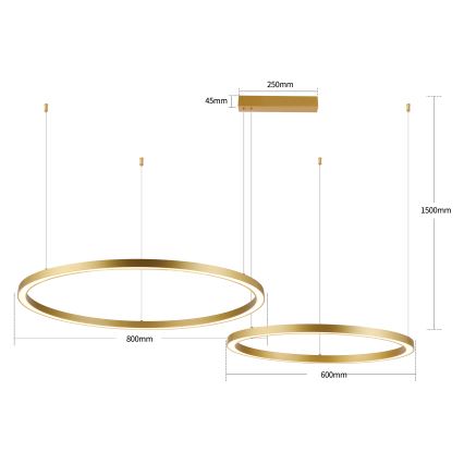 Brilagi - Lustru LED dimabil pe cablu PORTOFINO LED/98W/230V 3000-6000K auriu + telecomandă