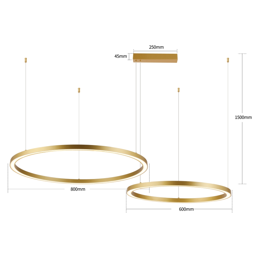 Brilagi - Lustru LED dimabil pe cablu PORTOFINO LED/98W/230V 3000-6000K auriu + telecomandă