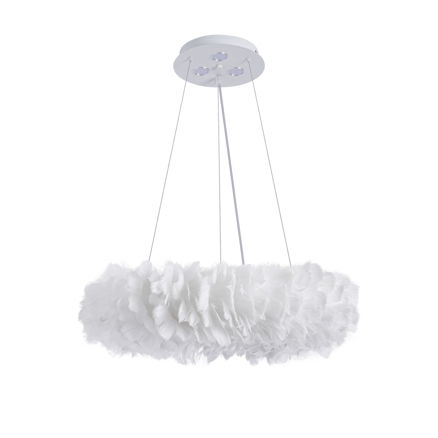 Brilagi - Lustru LED pe cablu FEATHER 3xE27/40W/230V + 3xLED/3W diam. 50 cm alb