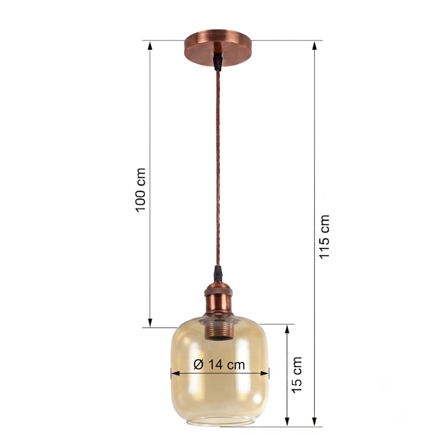 Brilagi - Lustră LED suspendată pe cablu RETRO GLASS 1xE27/60W/230V Ø 14 cm alb/maro fumuriu