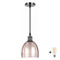 BRILAGI - Lustru LED pe cablu RETRO GLASS 1xE27/60W/230V Ø 17 cm negru/bej fumuriu
