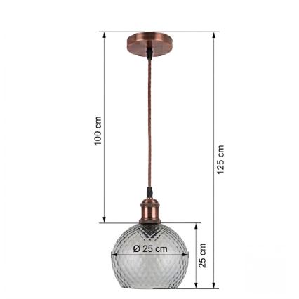 Brilagi - Lustru LED pe cablu RETRO GLASS 1xE27/60W/230V Ø 25 cm alb/gri fumuriu