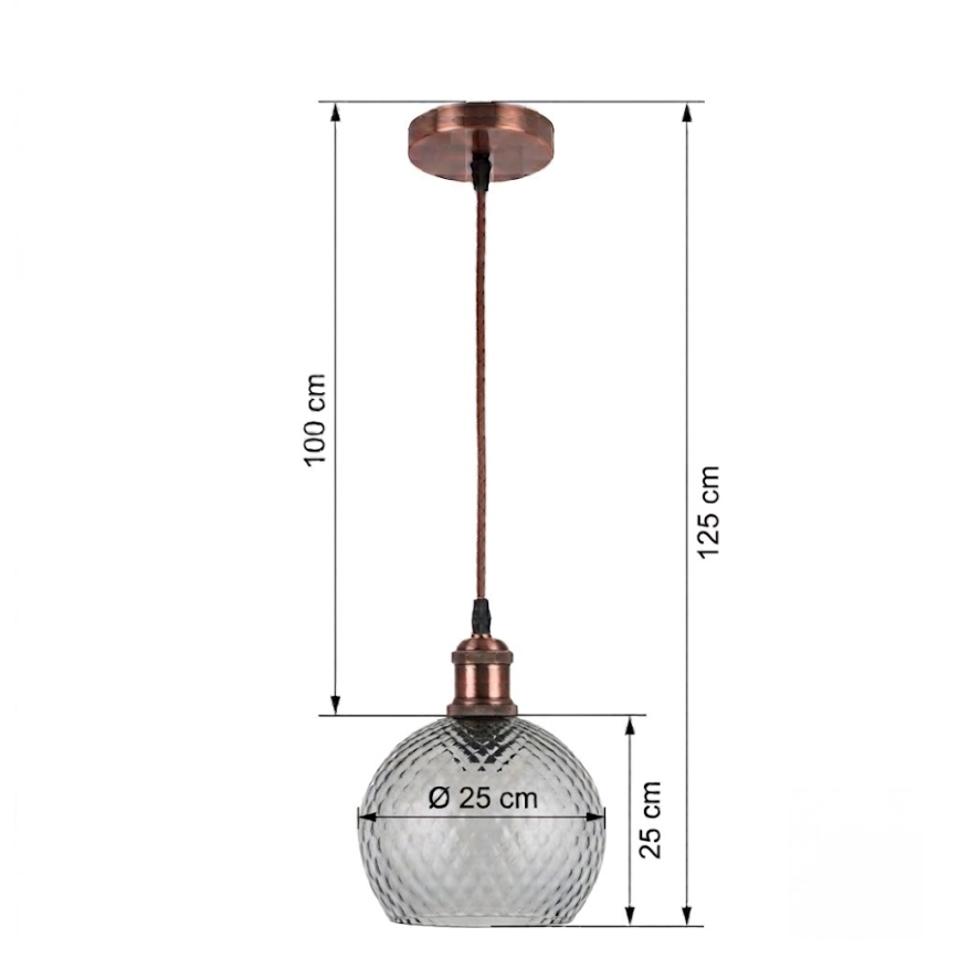 Brilagi - Lustru LED pe cablu RETRO GLASS 1xE27/60W/230V Ø 25 cm alb/gri fumuriu
